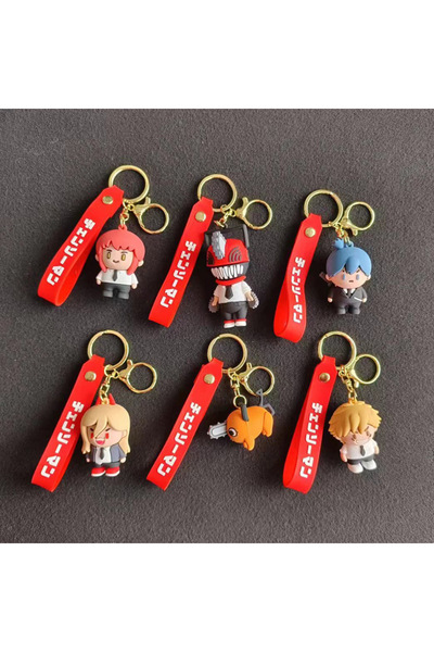 Choice 6PCS -Chainsaw Man Keychains Cartoon Anime Keyrings Doll Pendant Keyho...