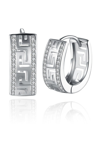 Choice أقراط فضية بنمط شبكي فريد، بتصميم كلاسيكي بسيط، مجوهرات نسائية يومية أ...