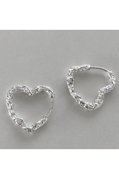Choice أقراط حلقية فضية اللون بتصميم قلب مجوف مزخرف بنقوش فوكسانري، مناسبة لل...