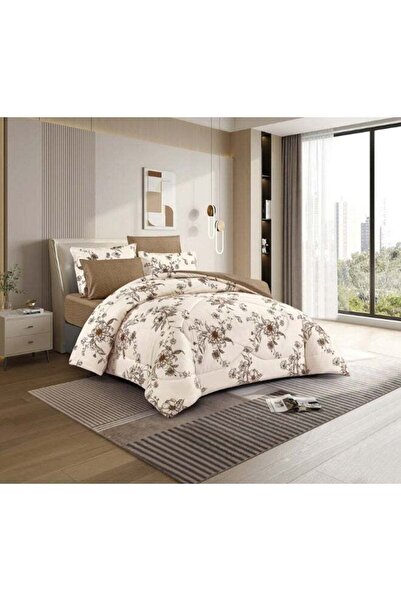 NOON طقم سرير فاخر مزدوج من الألياف الدقيقة مكون من 6 قطع