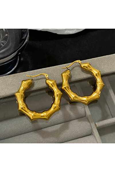 Choice أقراط حلقية سميكة من الفولاذ المقاوم للصدأ بلون ذهبي من Greatera للنسا...