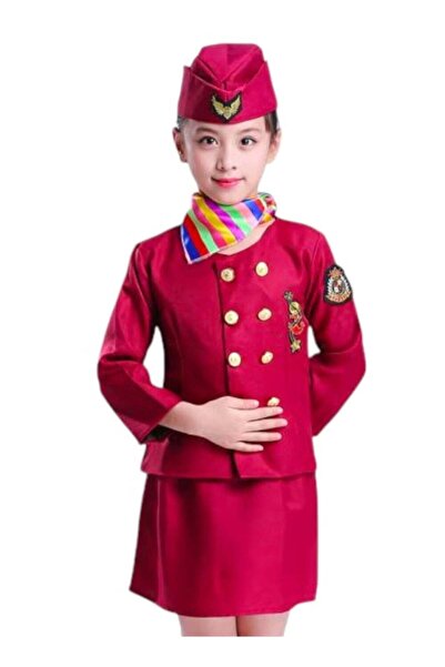 Toybox Girl Costume Cabin Crew Air Hostess Costume For Girls