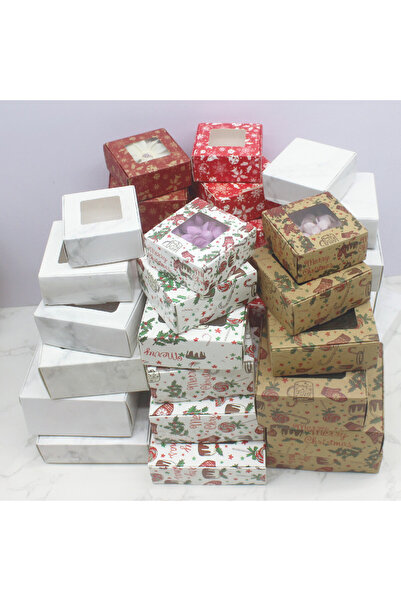 Choice علبة هدايا بيضاء لعيد الميلاد، 6.5 × 6.5 × 3 سم، 10 قطع، علبة هدايا مت...