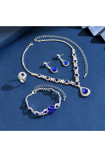 Choice 80865908 طقم مجوهرات نسائي أنيق مكون من قلادة وأقراط وسوار بتصميم زهرة...