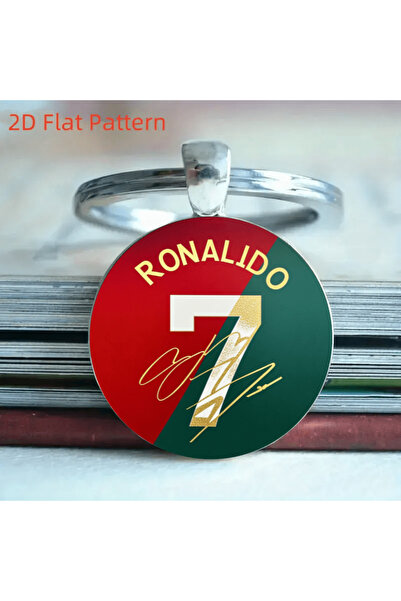 Choice 1pc Lucky No.7 2D Flat Metal Keychain, Football Soccer Player Car Pend...