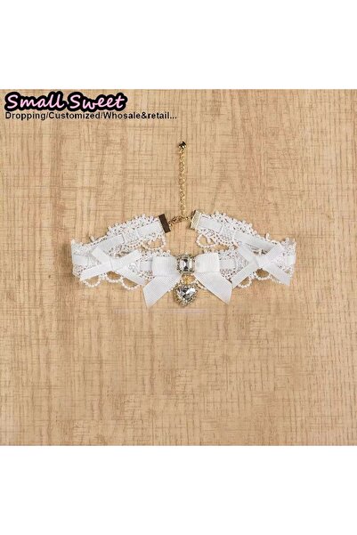 Choice white 1 Handmade Choker Necklaces Double Pearl bow love jewelry gemstone sweet Cute Kawaii Collar Lo