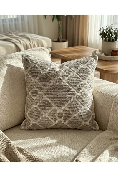 MACASA 100% Organic Cotton Boucle Woven Scandinavian Bohemian Style Single Decorative Premium Throw Pillow Cover
