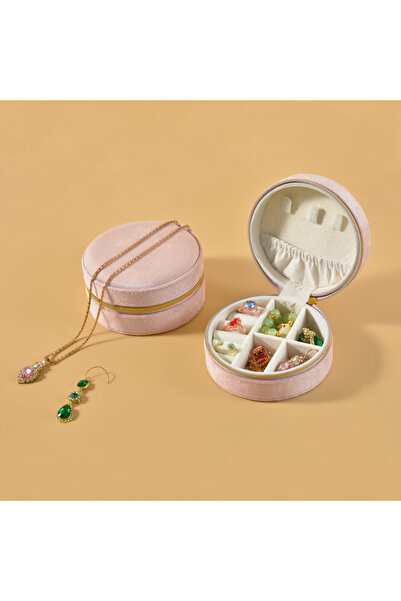 Choice صندوق تنظيم مجوهرات للسفر من المخمل الوردي - بطانة ناعمة مضادة للخدش ل...