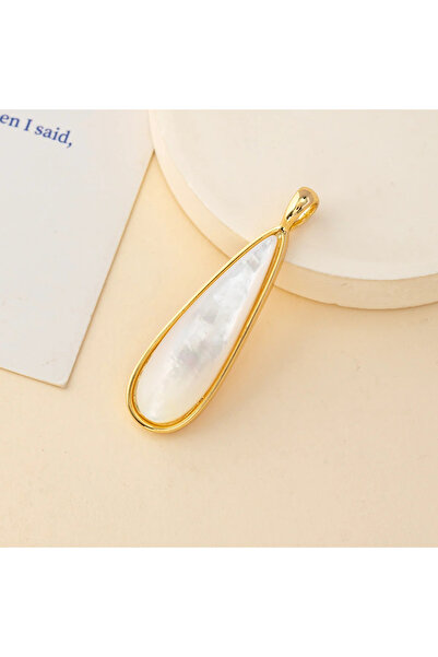 Choice قلادتان فنيتان من الصدف الأبيض الطبيعي، مقاس 10×40 مم، بتصميم متدلي طو...