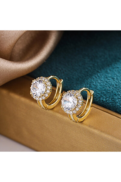 Choice أقراط حلقية نسائية رقيقة من هويتان، موديل E1948، مرصعة بأحجار زركونيا ...