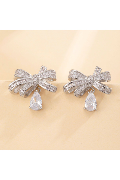 Choice EH02C034 زوج واحد من أقراط فيونكة ثلاثية الأبعاد مرصعة بالألماس فائق ا...