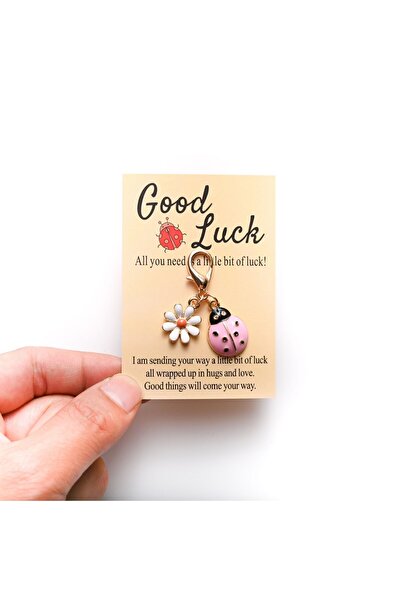 Choice Pink New alloy oil-dripping insect ladybug Daisy keychain pendant, hol...