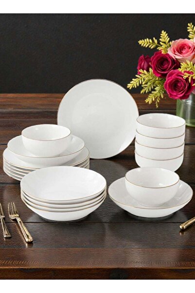 Generic طقم عشاء من البورسلين مكون من 18 قطعة لستة أشخاص