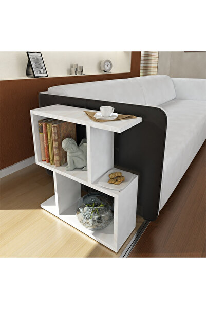 Artenova Masuta de cafea laterala, moderna, model Zet, culoare alb