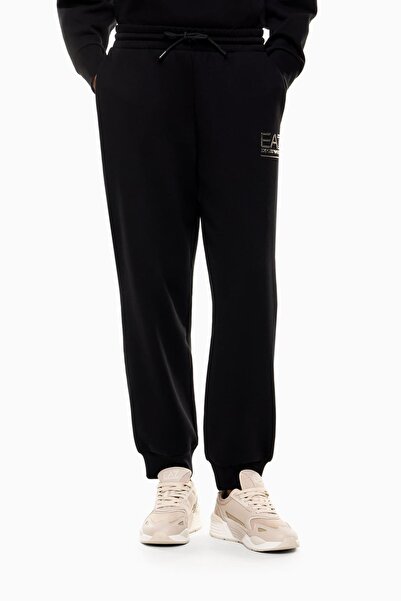 EA7 Kadın Beli Bağcıklı Lastikli Paça Logo Detaylı Eşofman Altı - Siyah