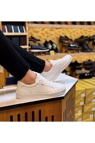 Parlak Günlük Hakiki Deri Sneakers Ayakkabı