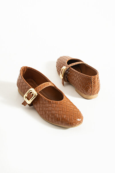 nevanın pabuçları Riva örgü detay tokalı kadın cilt babet