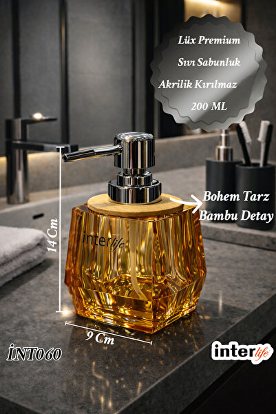 İnterlife Acrylic Liquid Soap Dispenser Luxury Stylish Bathroom Soap Dispenser Modern Style Bathroom Accessory Soap Dispenser