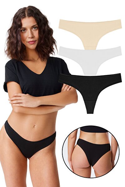 Yohannes Club , Women's Cotton Slip Panties, Brazilian Cut, Pack of 3, Classic Color