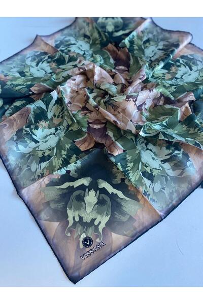 Vissona Eșarfă de mătase Tivil 17525 - 0037 Model de flori verzi