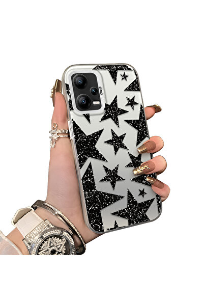 ucuc Poco X5 5g Compatible Silicone Edge Hard Back Anti-Fall Case Star Patterns