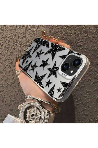 ucuc iPhone 13/14 Compatible Silicone Edge Hard Back Anti-Fall Case Star Patterns