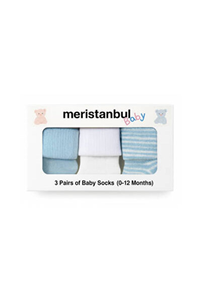 meristanbul Baby Socks Set, 9-12 Months, 3 Pieces, Soft, Blue