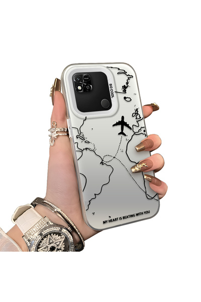 ucuc Redmi 9C Compatible Silicone Edge Hard Back Anti-Fall Case Airplane Patt...