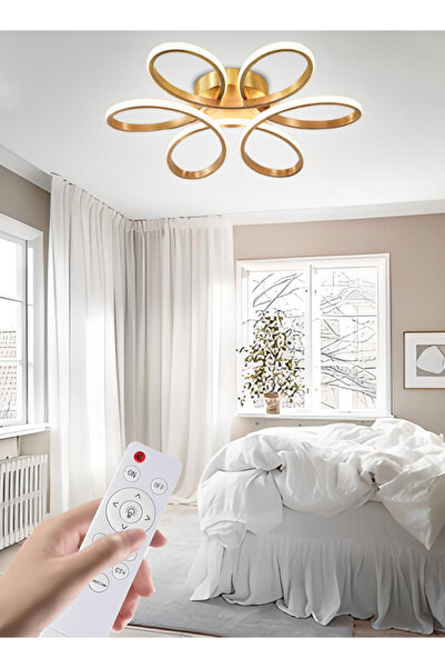 Generic مصباح غرفة معيشة بسيط على شكل زهرة بثلاثة ألوان، مصباح سقف LED لغرفة الطعام، مصباح غرفة نوم كبير