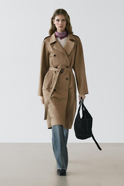 Massimo Dutti %100 pamuklu trençkot