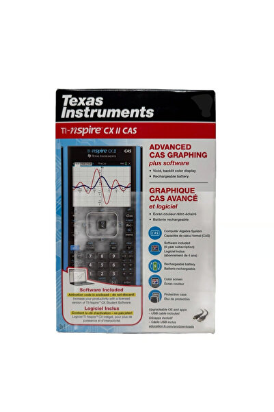 TEXAS-INSTRUMENTS آلة حاسبة بيانية ملونة من تكساس إنسترومنتس طراز TI-Nspire CX II CAS مزودة ببرنامج للطلاب