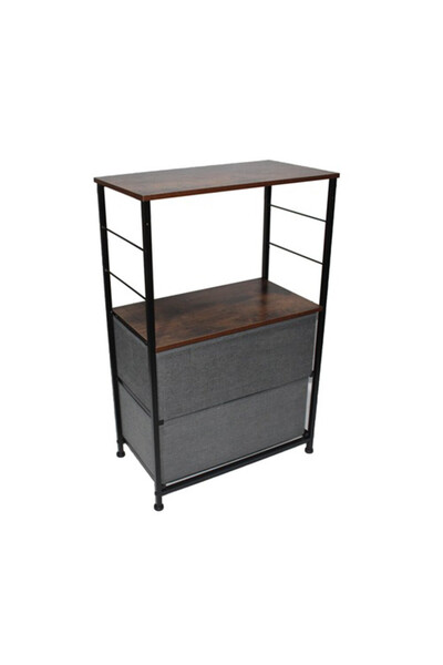 Artenova Chest of drawers with 2 fabric drawers, metal frame, MDF top, 56 x 31 x 86 cm