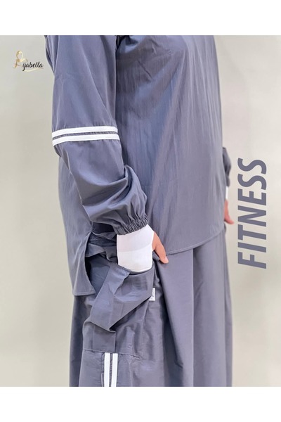 hijabella 3’lü Spor Tesettür Takım | Sweatshirt, Pantolon & Kargo Etek Zincir...