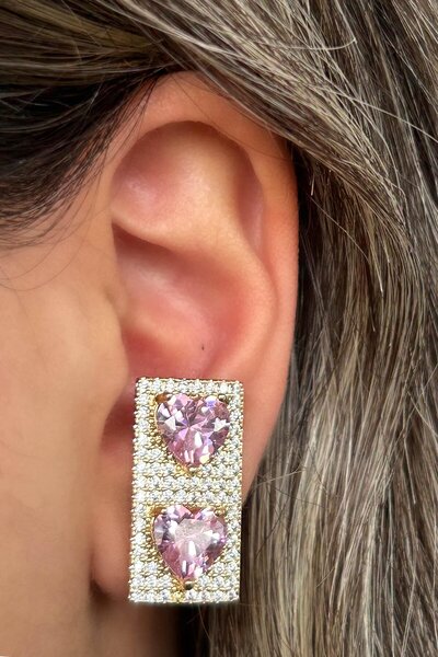 TAKIŞTIR Altın Renk Kalp Figürlü 14K Altın Kaplama TX Kulak Aksesuarı (Tek)