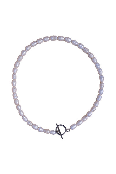 House of Crystals Edith Cultured Pearl Choker Necklace with Stainless Steel C...