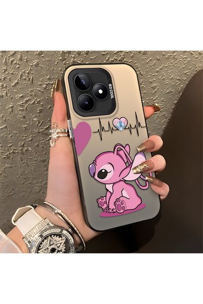 ucuc Realme Note 50 Compatible Stitch Pair Pattern Case Silicone Edge Hard Ba...