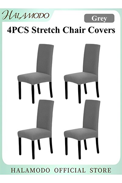 HALAMODO 4 أغطية كراسي قابلة للتمدد، قابلة للإزالة والغسل، أغطية كراسي غرفة ا...