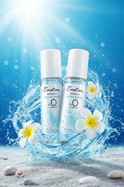Emotion Ocean Fresh Deodorant 100 ml x 2 Adet | 0% Alüminyum, 48 Saat Koruma, Pudrasız, Leke Bırakmaz