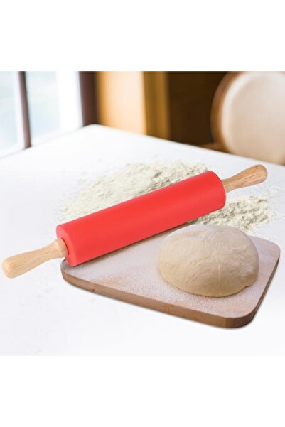 ORIGINAL DEALS Silicone Rolling Pin with Rotating Axle and Bamboo Handles