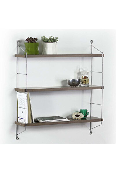 Artenova Raft de perete cu 3 polite Neelix, Pal/metal, nuc-negru