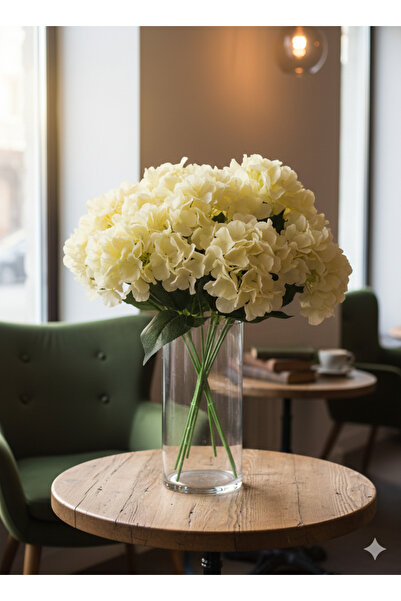 yapay çiçek evi 1 adet 5 dallı somon ortanca ev vazo dekor süsü