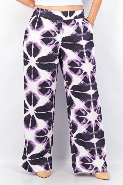 Esprit بنطلون نسائي بقصة عادية بنقشة التاي داي، بنفسجي/أسود