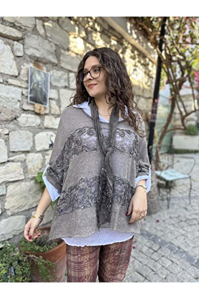 HATİCE CİVELEK Dantelli Fularlı 2'Li Bluz 1198