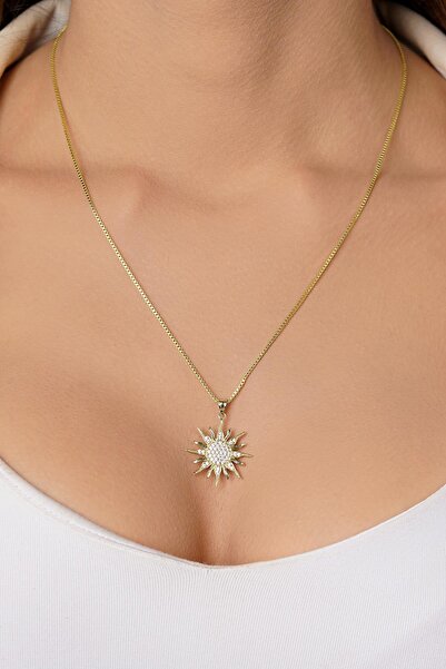 Fiyonk Kuyumculuk 14 Ayar Altın Küp Zincirli Güneş Kolye