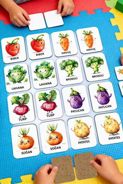 kutuTR Learning Vegetables Matching Cards – Educational Memory and Attention Game