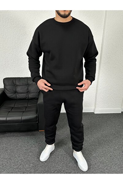 tetramoda Three Thread Crew Neck Inside Cotton O Oversized Tracksuit Set