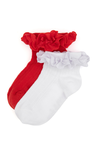 U.S. Polo Assn. Girl's White 2-Piece Booties Socks 50318079-Vr013