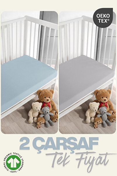 evdehome 2-Piece Baby Bed Sheet Set – 100% Organic Cotton, Elastic Baby Bed Sheet, 70X110/120+20 cm