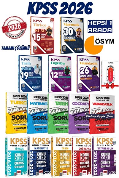 Yediiklim Yayınları 2026 KPSS GYGK Tüm Dersler Deneme Set+GYGK Soru Bankaları...