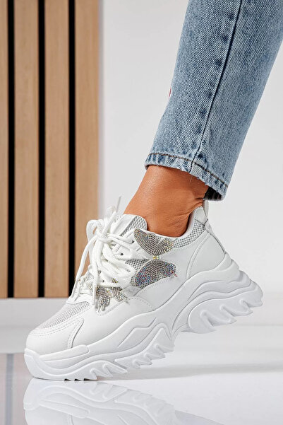 Zaira Γυναικεία λευκά πάνινα παπούτσια από οικολογικό δέρμα Crina #21240 - 39